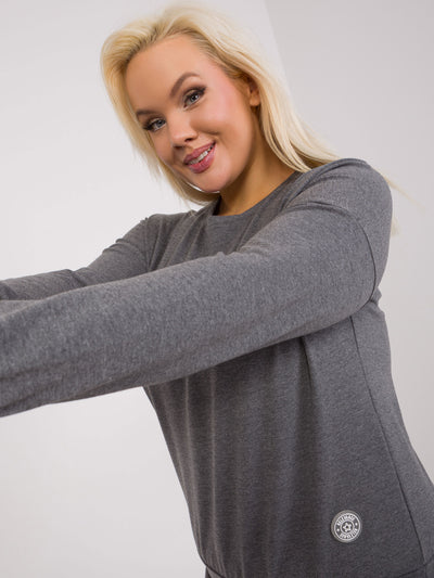Ciemnoszara melanżowa bluzka plus size z bawełny