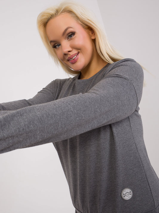 Ciemnoszara melanżowa bluzka plus size z bawełny