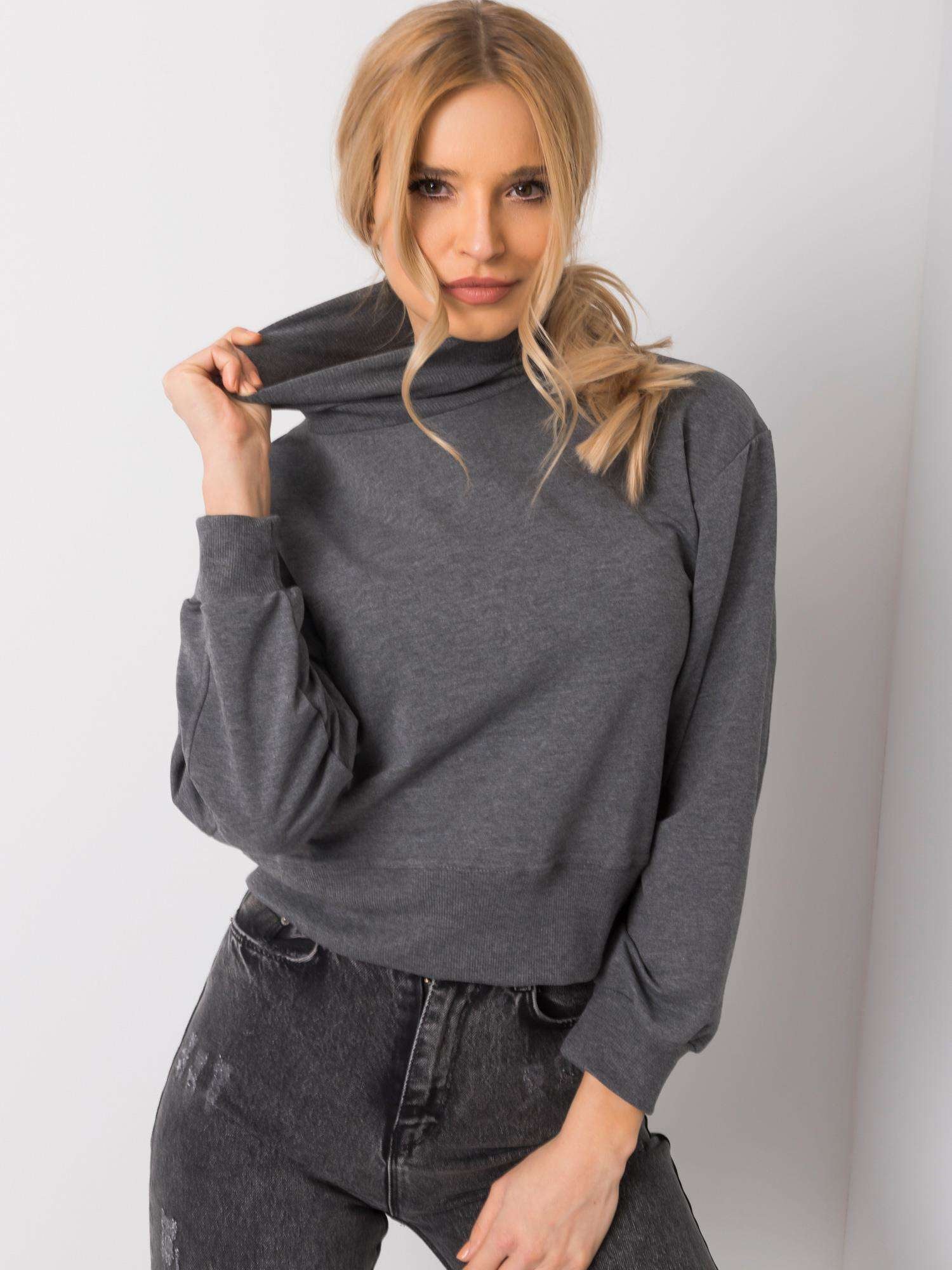 Ciemnoszara bluza basic z golfem
