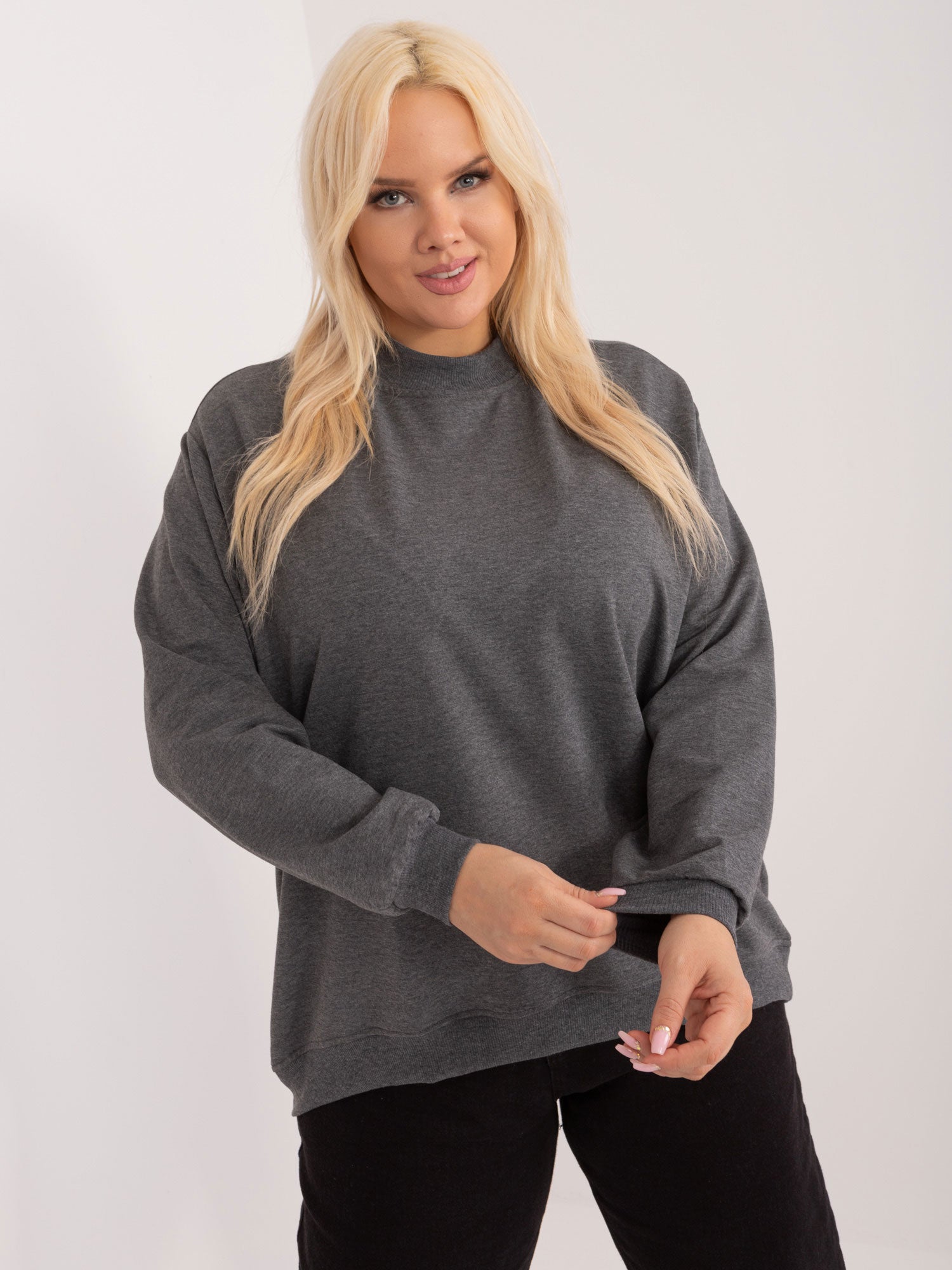 Ciemnoszara melanżowa bluza plus size basic