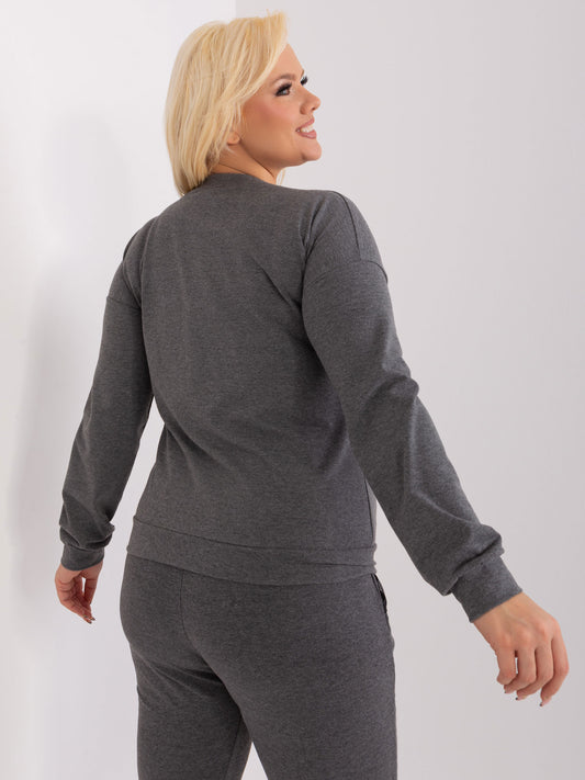 Ciemnoszara bluzka plus size z dekoltem w serek