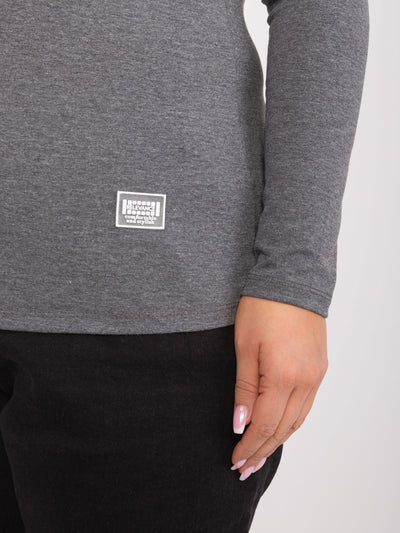 Ciemnoszara melanżowa bawełniana bluzka plus size