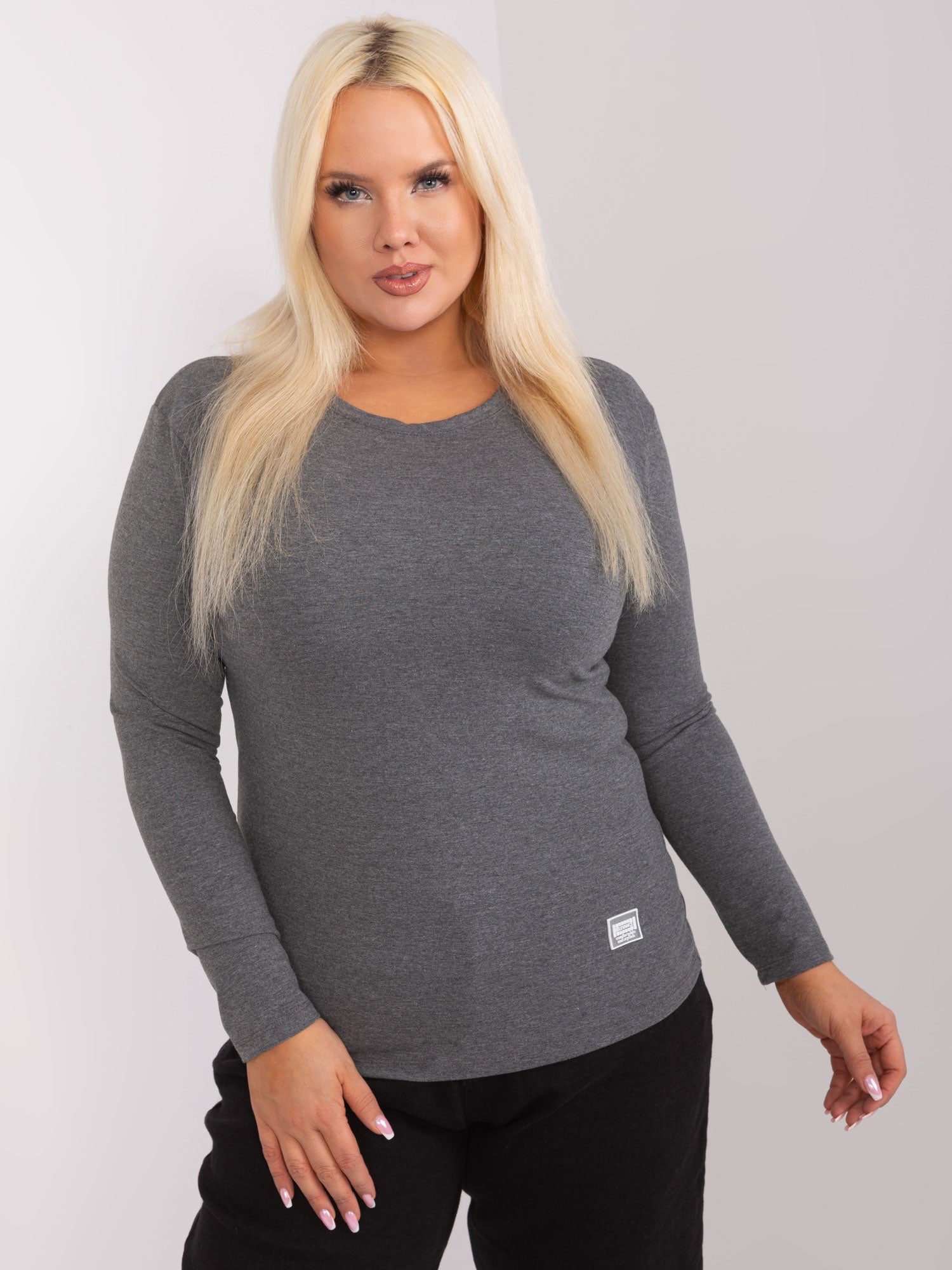 Ciemnoszara melanżowa bawełniana bluzka plus size