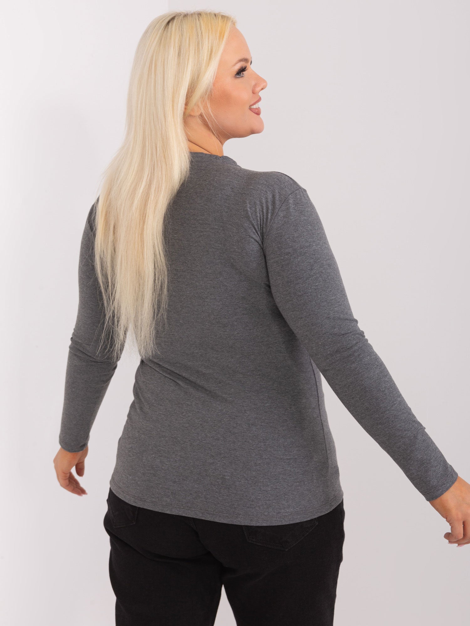 Ciemnoszara melanżowa bawełniana bluzka plus size