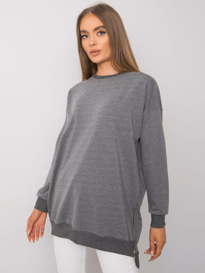 Ciemnoszara melanżowa dresowa bluza basic oversize