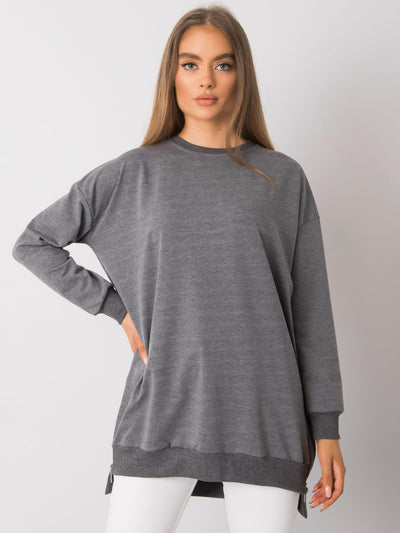 Ciemnoszara melanżowa dresowa bluza basic oversize