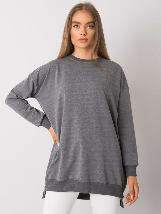 Ciemnoszara melanżowa dresowa bluza basic oversize