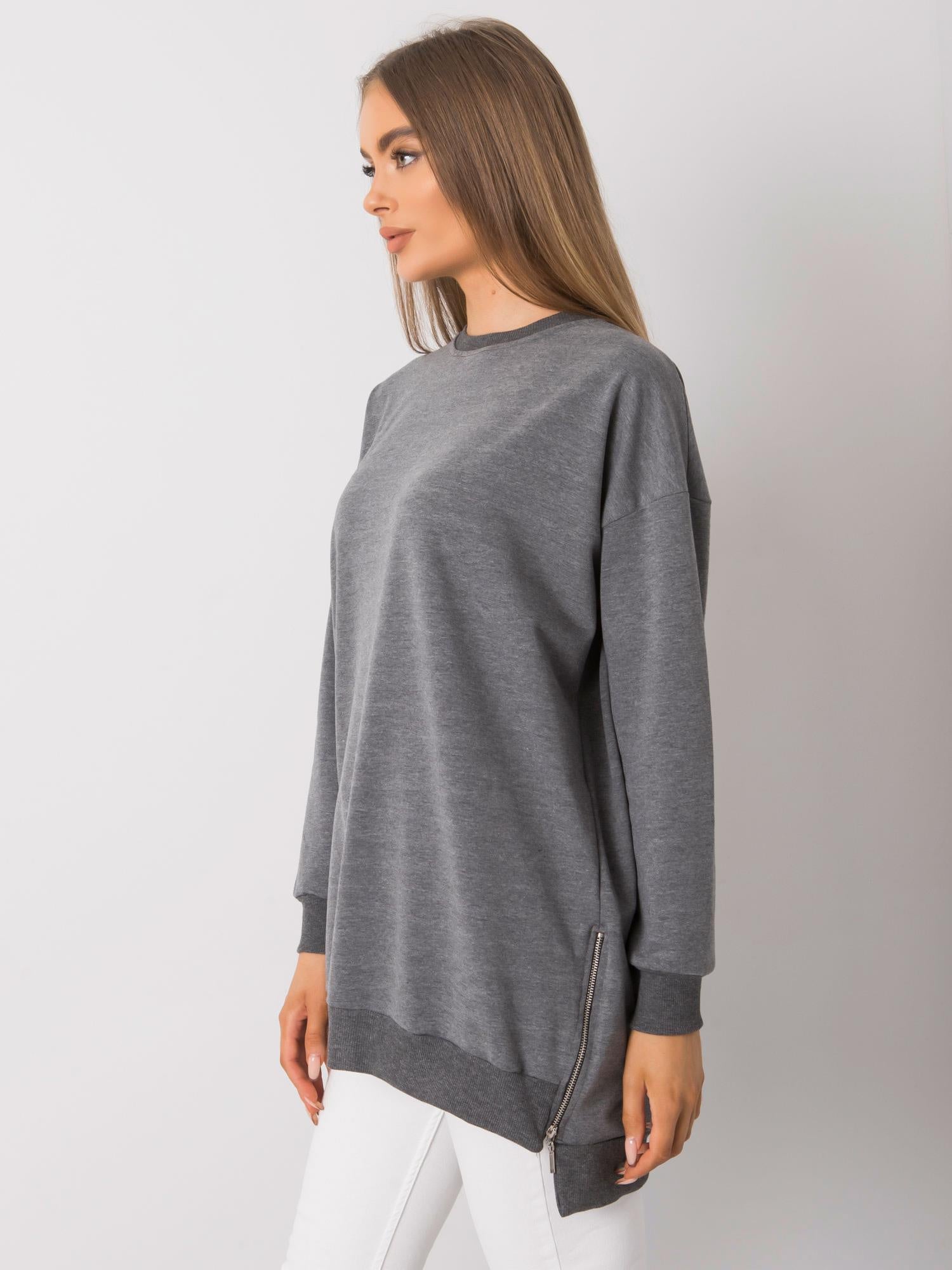 Ciemnoszara melanżowa dresowa bluza basic oversize