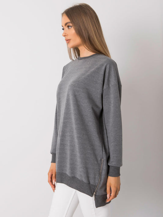 Ciemnoszara melanżowa dresowa bluza basic oversize