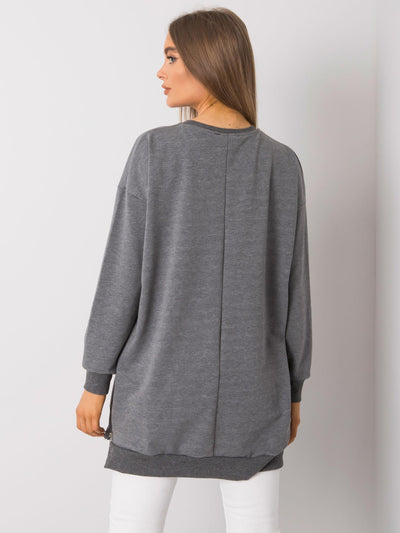 Ciemnoszara melanżowa dresowa bluza basic oversize
