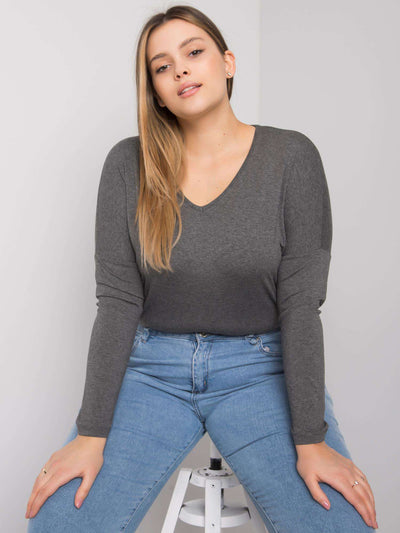 Ciemnoszara melanżowa bluzka plus size na co dzień