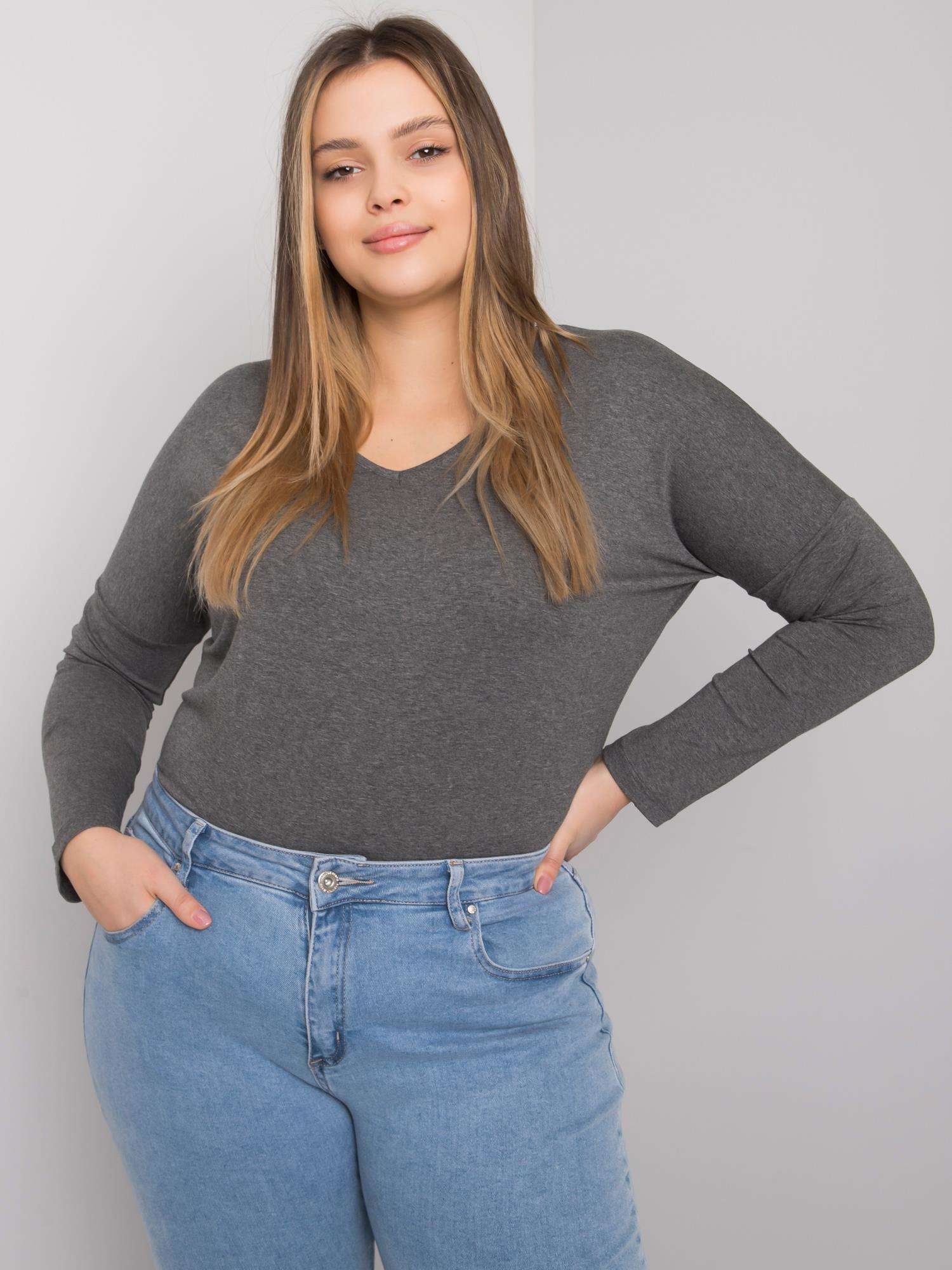 Ciemnoszara melanżowa bluzka plus size na co dzień