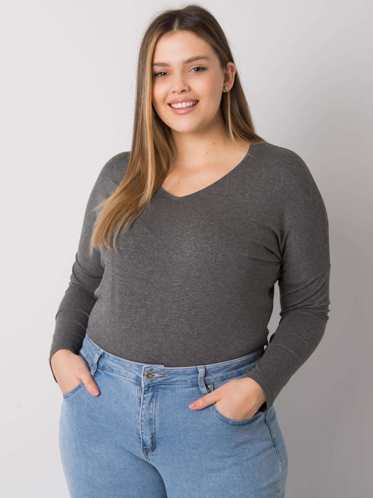 Ciemnoszara melanżowa bluzka plus size na co dzień