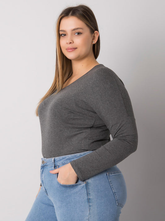 Ciemnoszara melanżowa bluzka plus size na co dzień