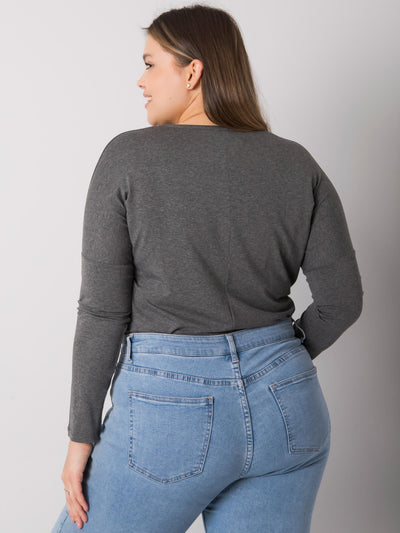 Ciemnoszara melanżowa bluzka plus size na co dzień