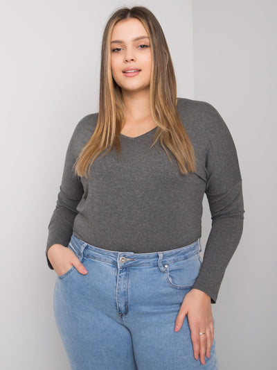 Ciemnoszara melanżowa bluzka plus size na co dzień