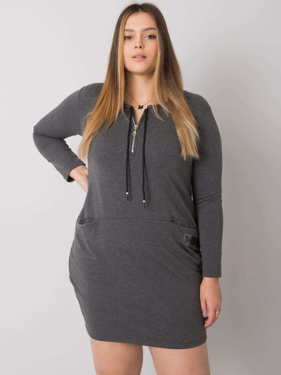 Ciemnoszara melanżowa sukienka plus size z zamkiem