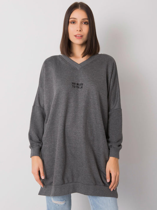 Ciemnoszara melanżowa tunika plus size z bawełny