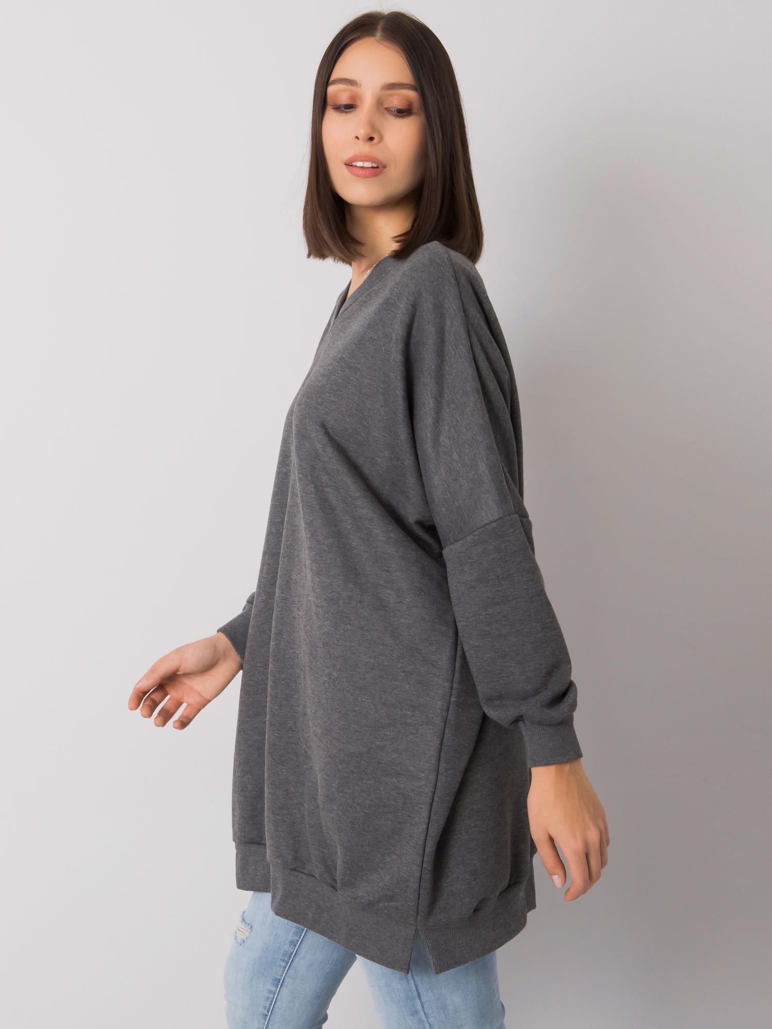 Ciemnoszara melanżowa tunika plus size z bawełny
