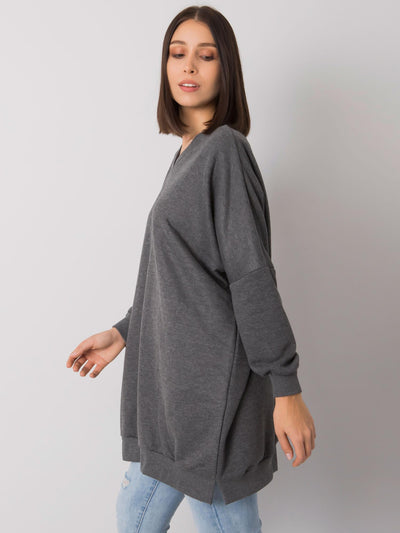 Ciemnoszara melanżowa tunika plus size z bawełny