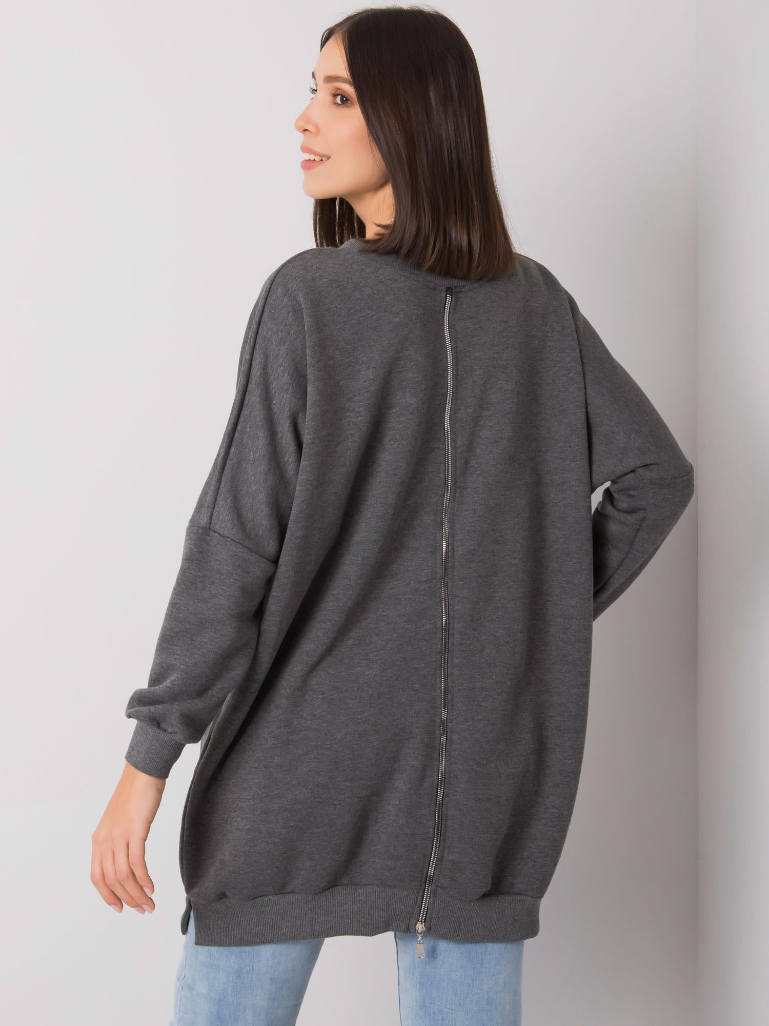 Ciemnoszara melanżowa tunika plus size z bawełny