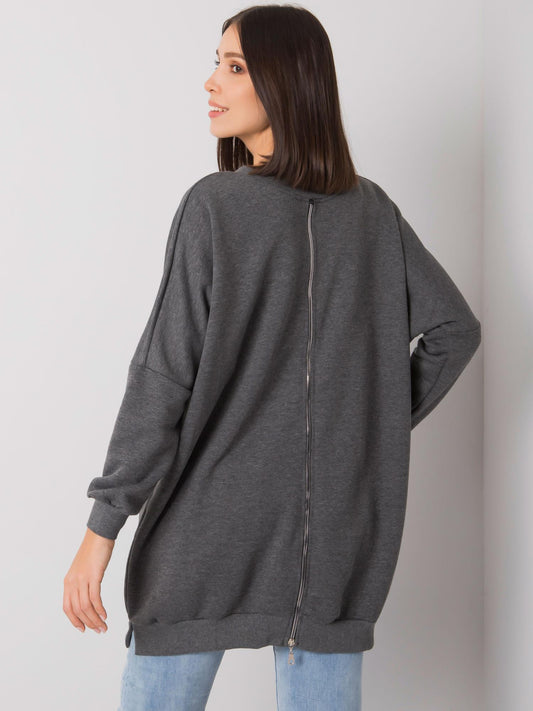 Ciemnoszara melanżowa tunika plus size z bawełny