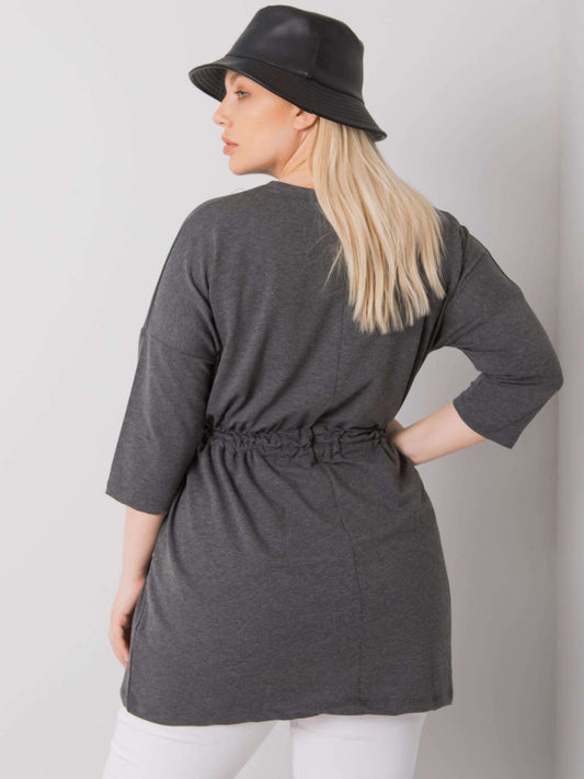 Ciemnoszara melanżowa tunika plus size z napisem