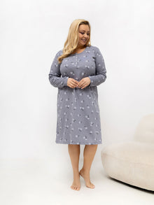 Ciemnoszara nocna koszula plus size z guzikami