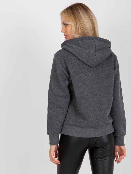 Ciemnoszara rozpinana bluza basic z kapturem RUE PARIS