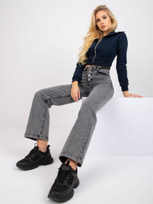 Ciemnoszare spodnie jeansowe high waist