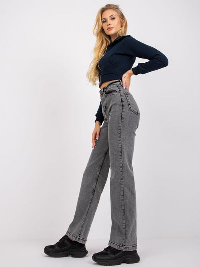 Ciemnoszare spodnie jeansowe high waist