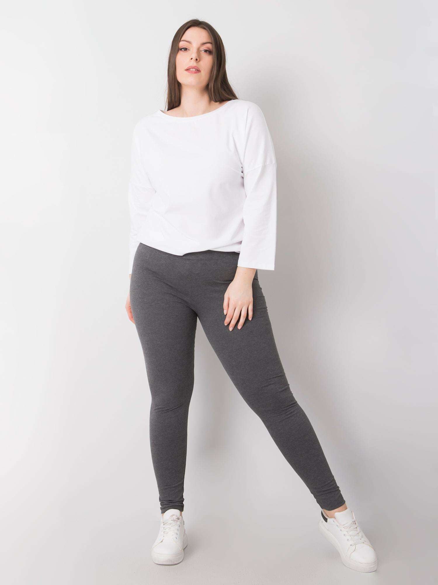 Ciemnoszare melanżowe bawełniane legginsy plus size