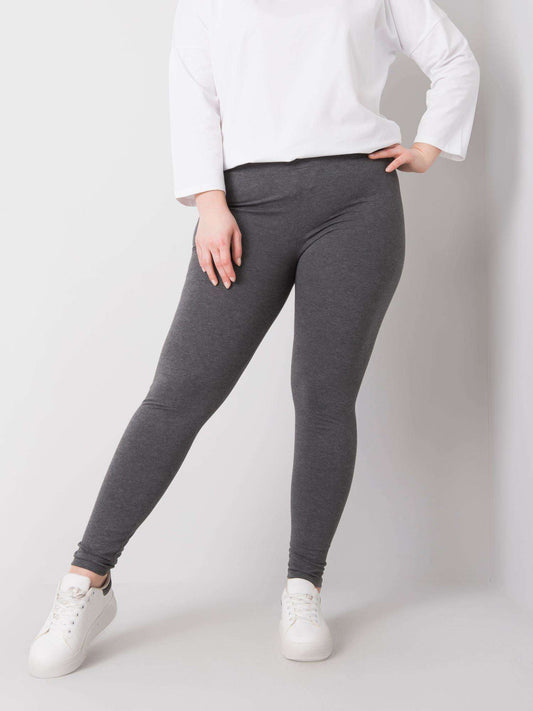 Ciemnoszare melanżowe bawełniane legginsy plus size