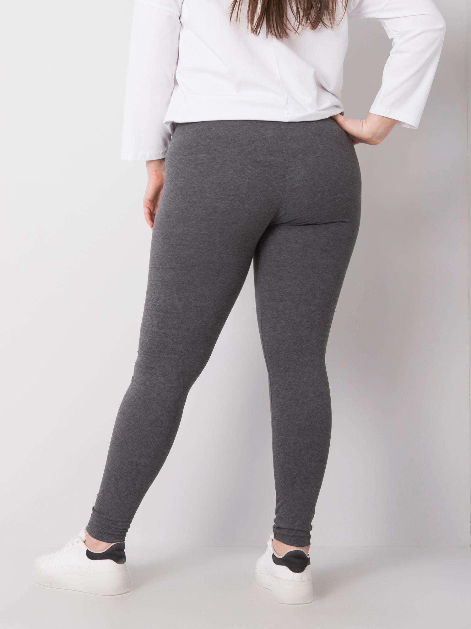 Ciemnoszare melanżowe bawełniane legginsy plus size
