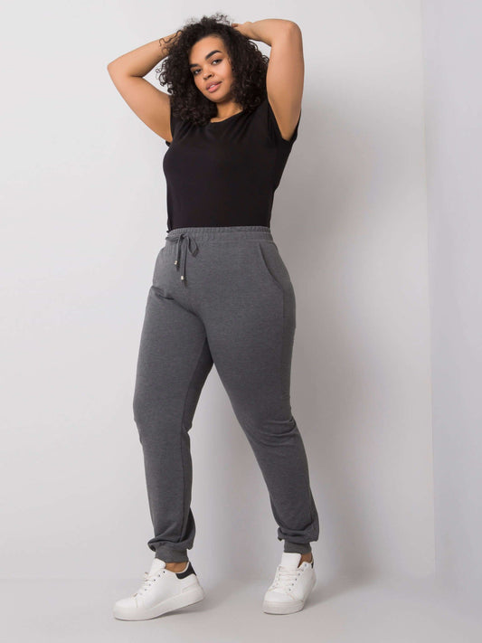 Ciemnoszare melanżowe damskie spodnie dresowe plus size