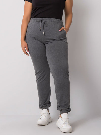 Ciemnoszare melanżowe damskie spodnie dresowe plus size