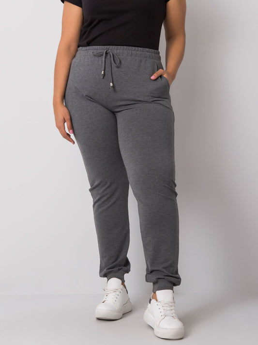 Ciemnoszare melanżowe damskie spodnie dresowe plus size