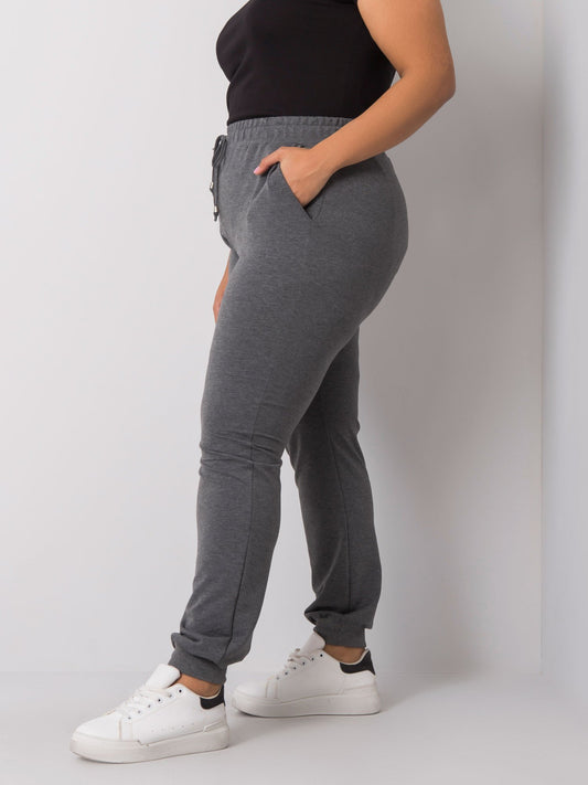 Ciemnoszare melanżowe damskie spodnie dresowe plus size