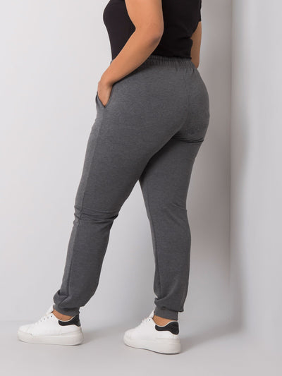 Ciemnoszare melanżowe damskie spodnie dresowe plus size