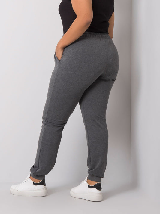 Ciemnoszare melanżowe damskie spodnie dresowe plus size