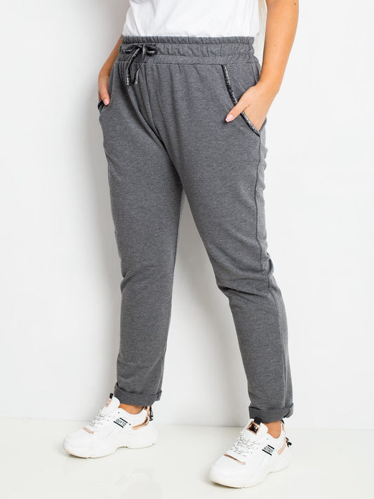 Ciemnoszare bawełniane spodnie plus size