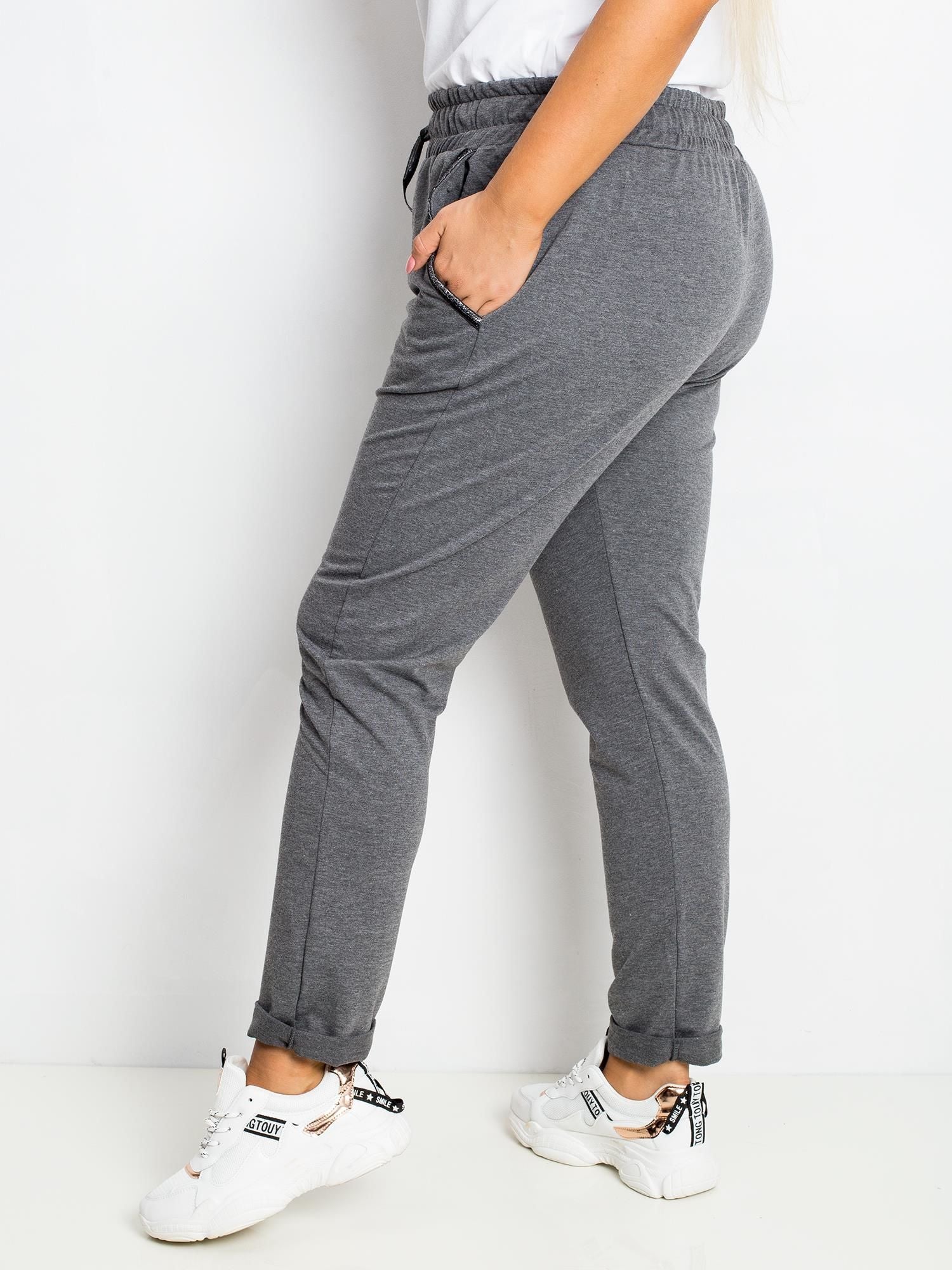 Ciemnoszare bawełniane spodnie plus size