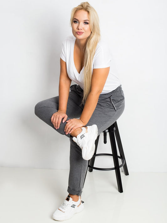 Ciemnoszare bawełniane spodnie plus size