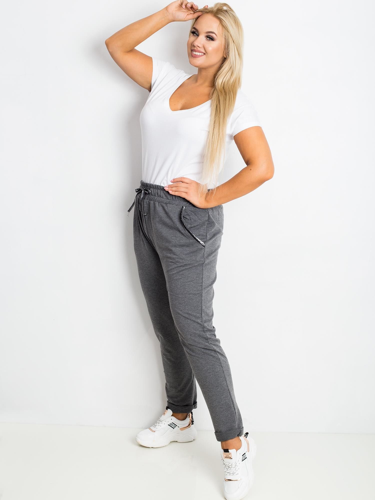 Ciemnoszare bawełniane spodnie plus size