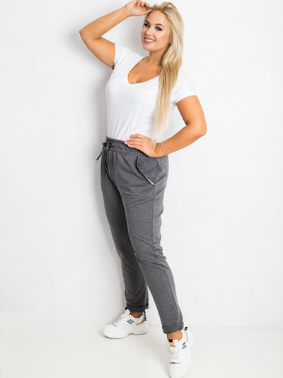 Ciemnoszare bawełniane spodnie plus size