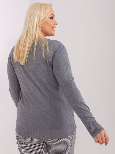 Ciemnoszary klasyczny sweter plus size z wiskozą