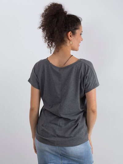 Melanżowy t-shirt V-neck beżowy