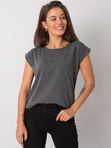 Melanżowy t-shirt damski ciemnoszary
