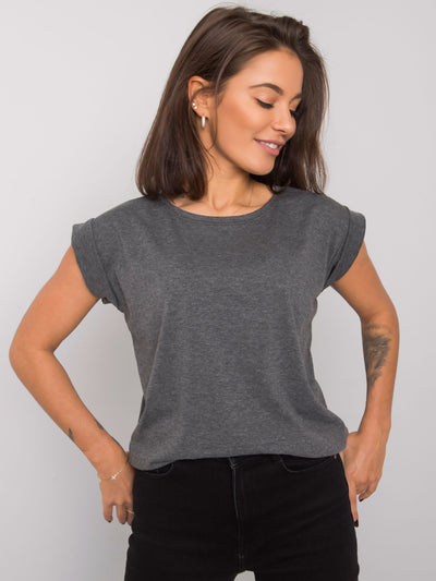 Melanżowy t-shirt damski ciemnoszary