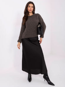 Ciemnoszary sweter boucle z okrągłym dekoltem